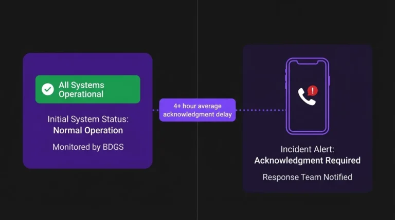 Green status badge next to a missed call icon showing the reporting delay gap
